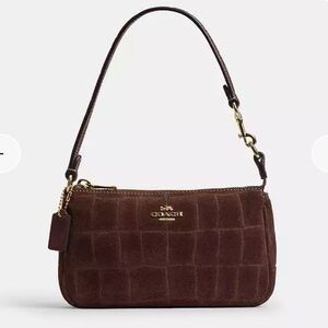 Coach Nolita 19 Bag in Dark Brown Croc-Embossed Wristlet Shoulder Bag